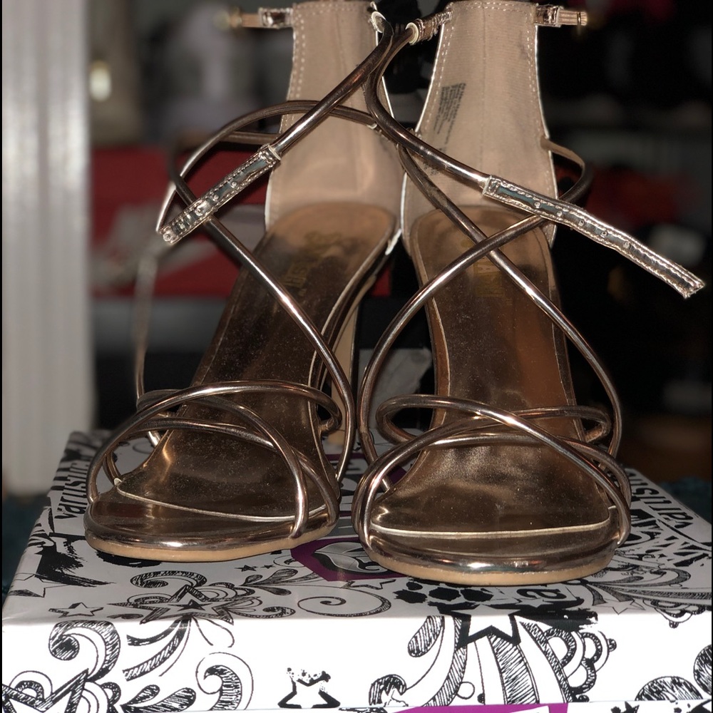 rose gold strappy heels
